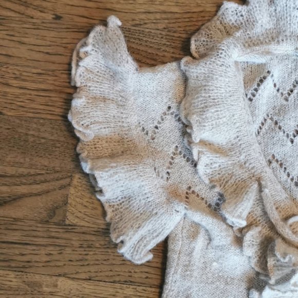 Vintage 70s Short Sleeve Light Weight Heathered Camel Cardigan Sweater S - Picture 4 of 8